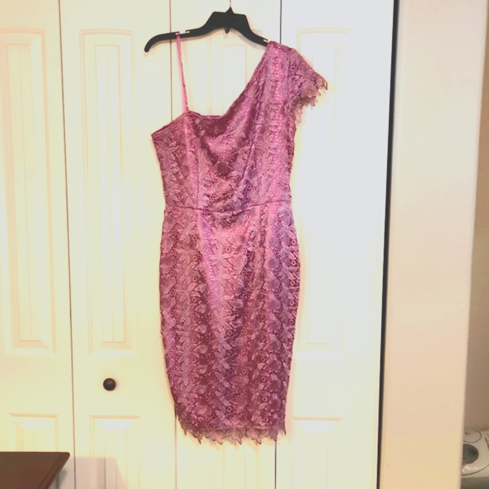 Tatyana One-Shoulder Mauve Lace Cocktail Dress